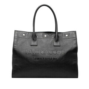 Saint Laurent Rive Gauche Tote Bag Handbag Black Leather